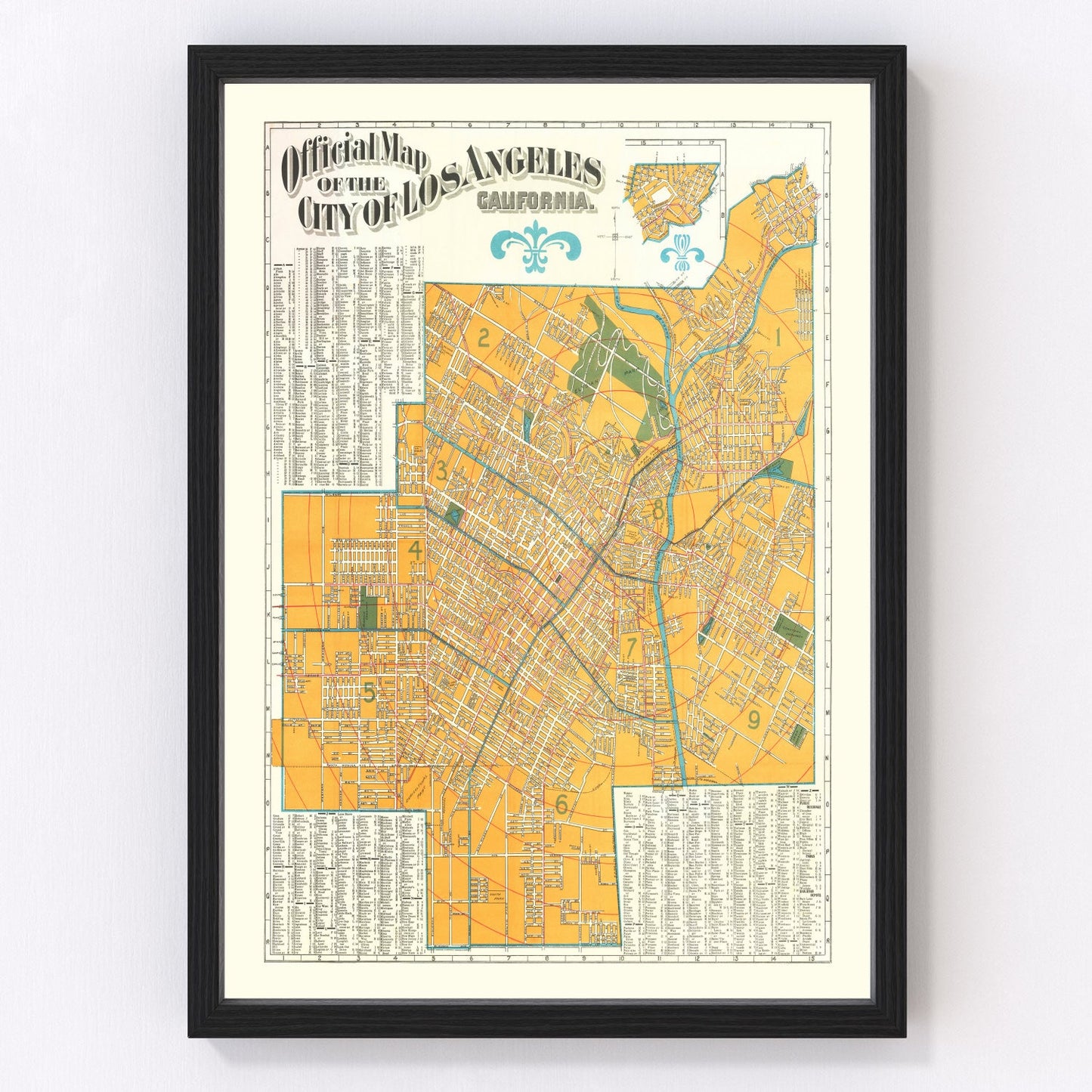 Vintage Map of Los Angeles, California 1900