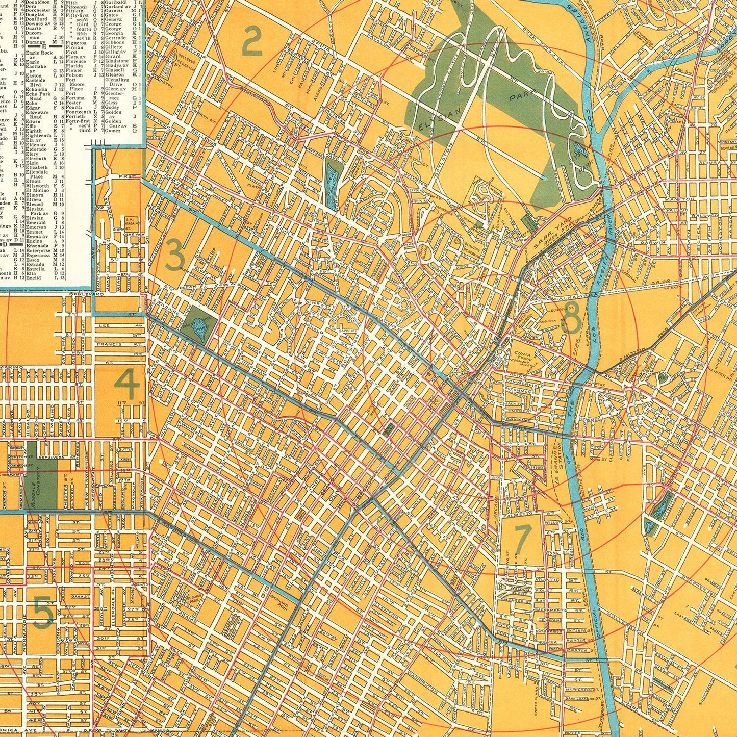 Vintage Map of Los Angeles, California 1900