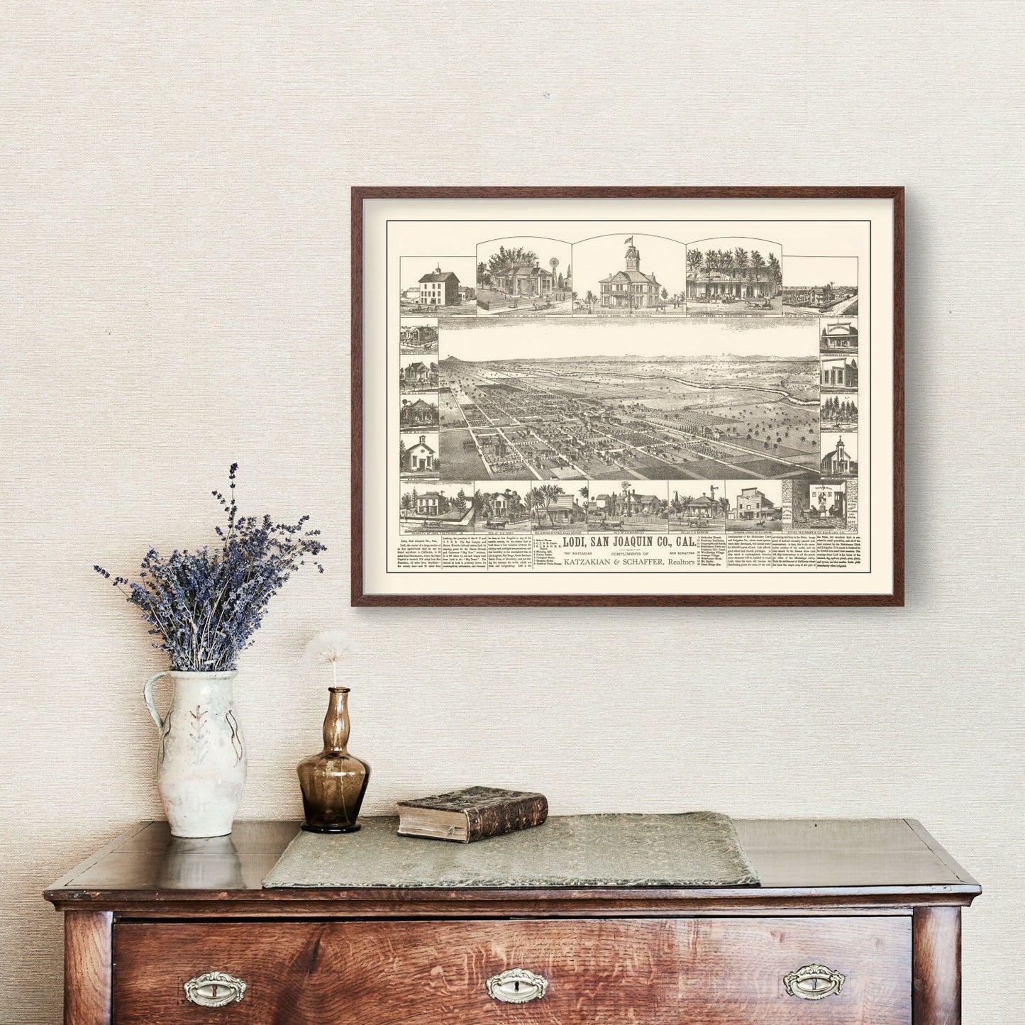 Vintage Map of Lodi, California 1870