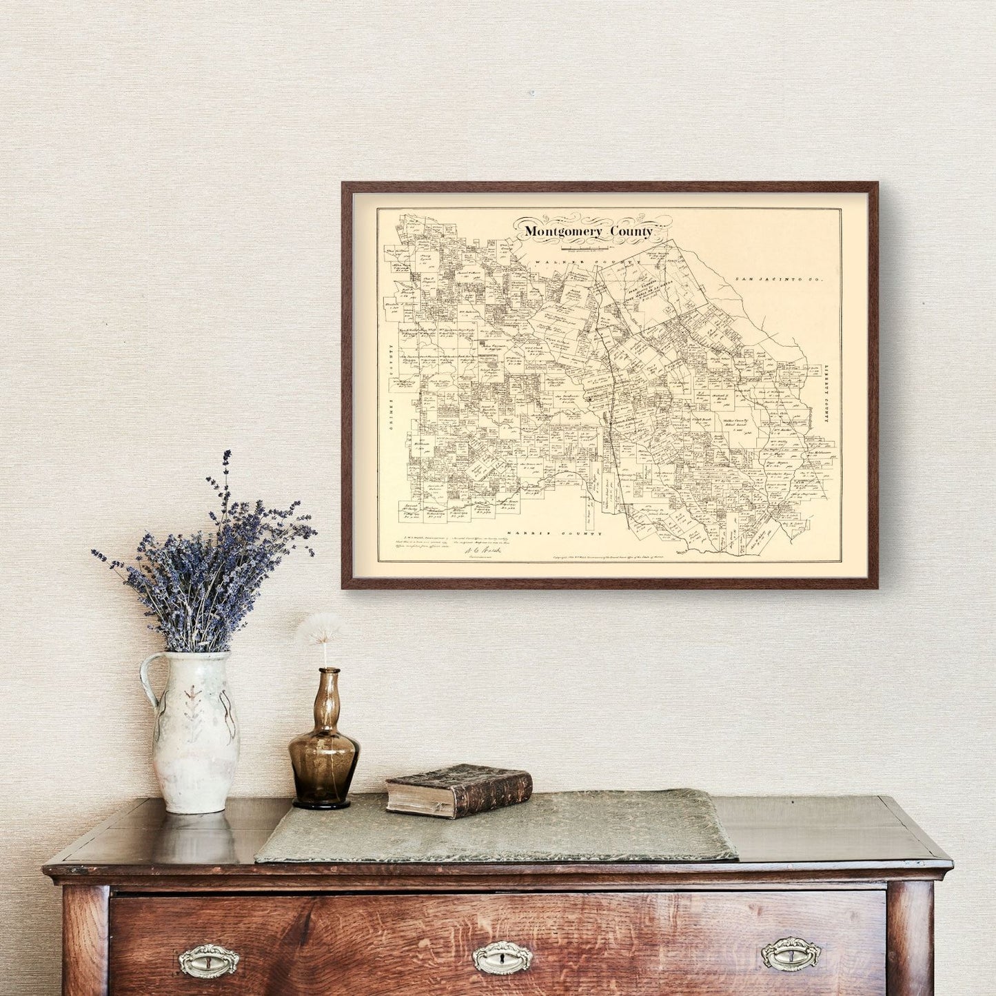 Vintage Map of Montgomery County, Texas 1880