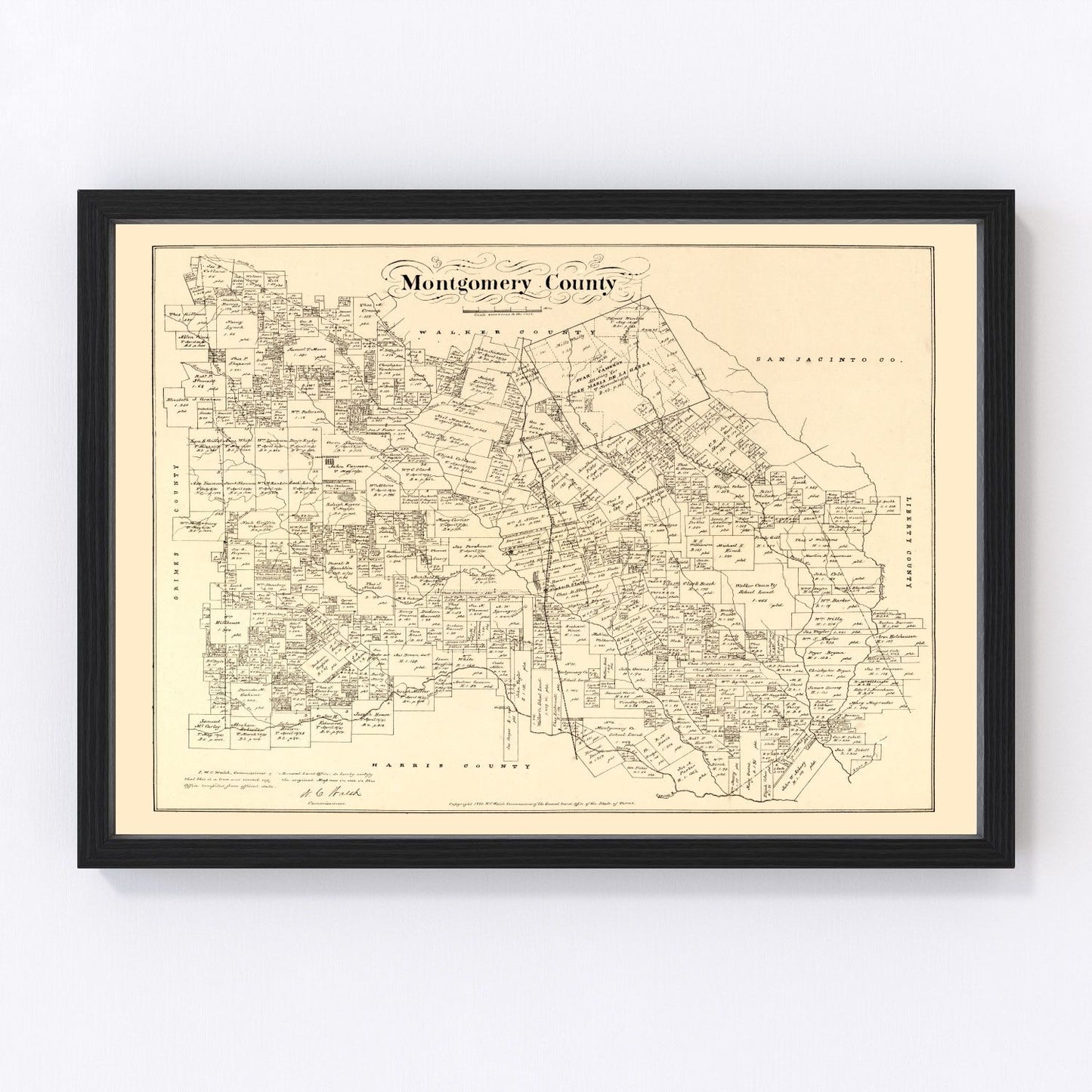 Vintage Map of Montgomery County, Texas 1880